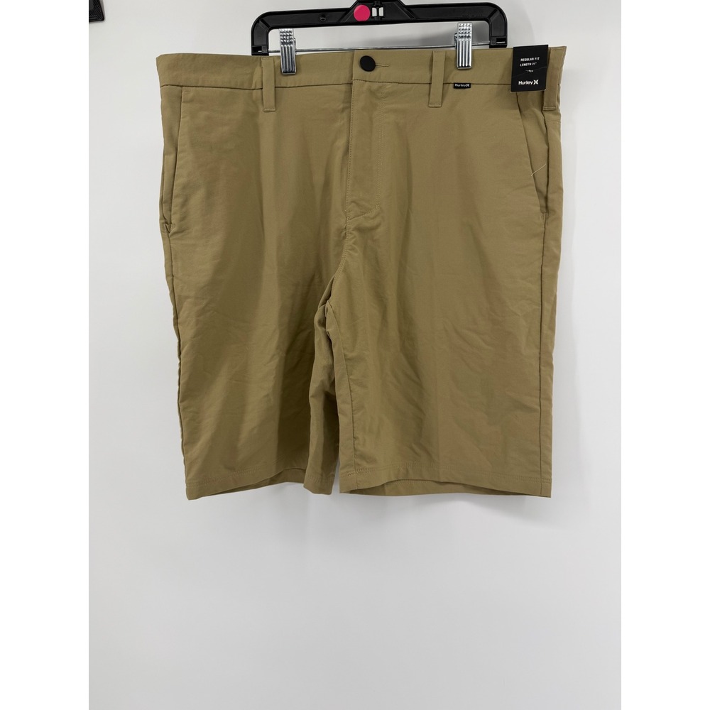Hurley Nike Dri-FIT Regular Fit Chino Shorts Khaki Tan 21 Inch Length Size 34
